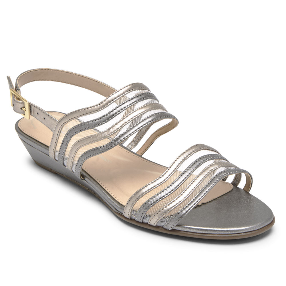 Rockport Womens Sandals Silver - Total Motion Zandra Mesh - UK 649-QOVDCL